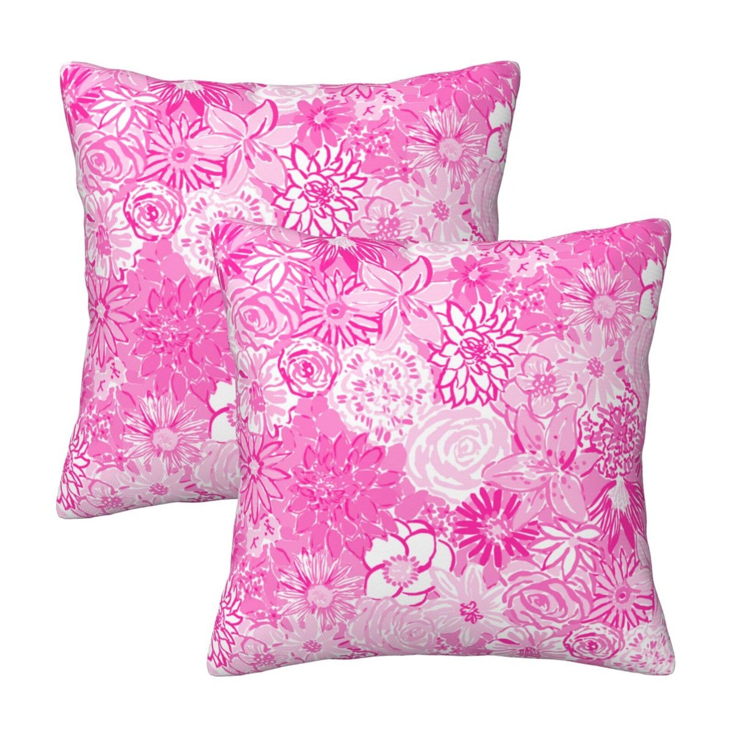Preppy Floral Throw Pillow Covers 18x18 inch Set of 2 Back to School Decorative Cushion Covers for Students Girls