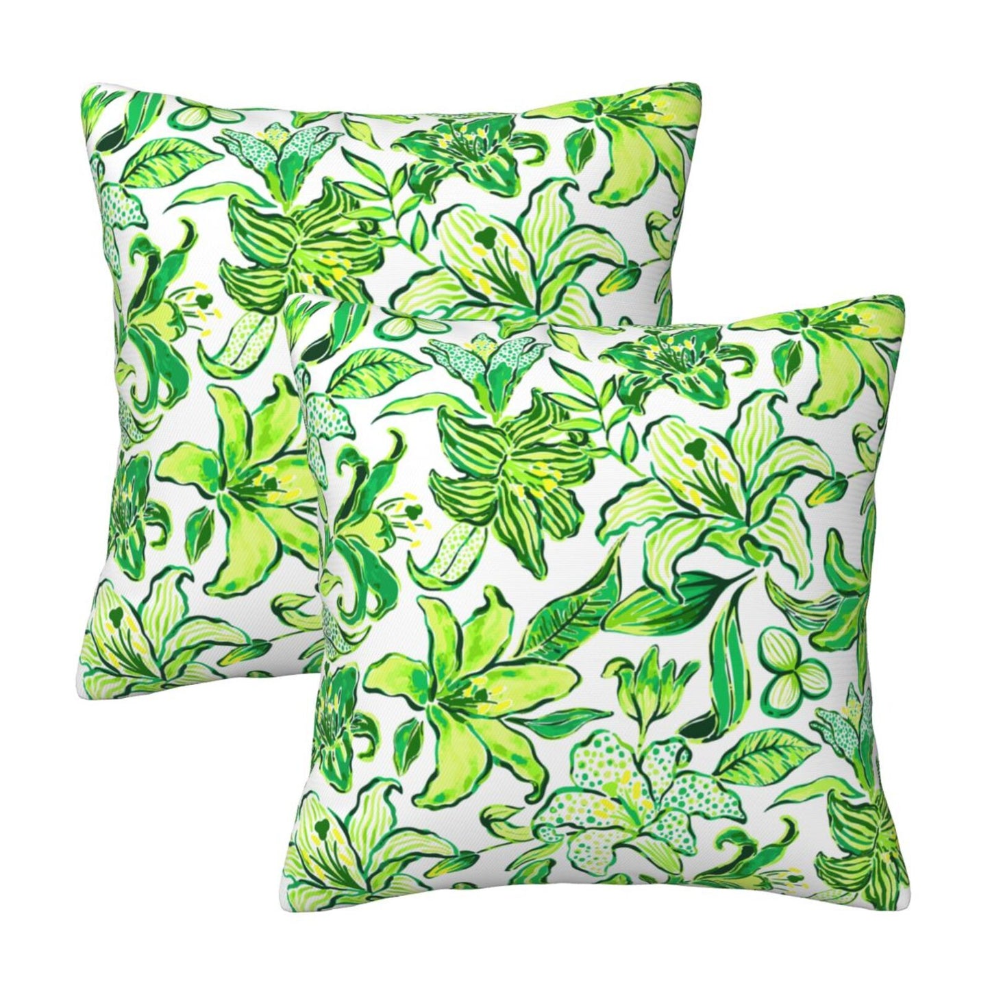 Preppy Floral Throw Pillow Covers 18x18 inch Set of 2 Back to School Decorative Cushion Covers for Students Girls