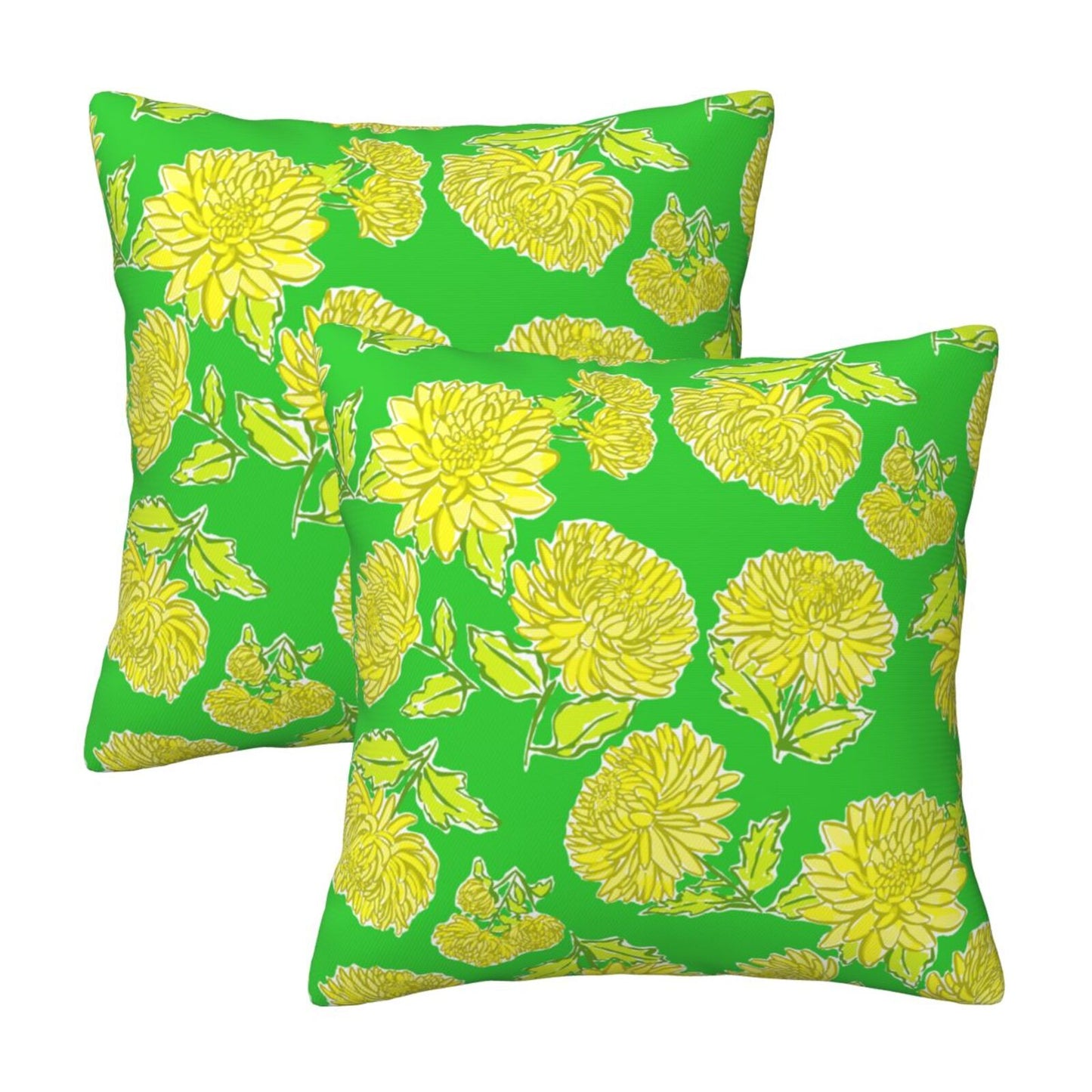 Preppy Floral Throw Pillow Covers 18x18 inch Set of 2 Back to School Decorative Cushion Covers for Students Girls