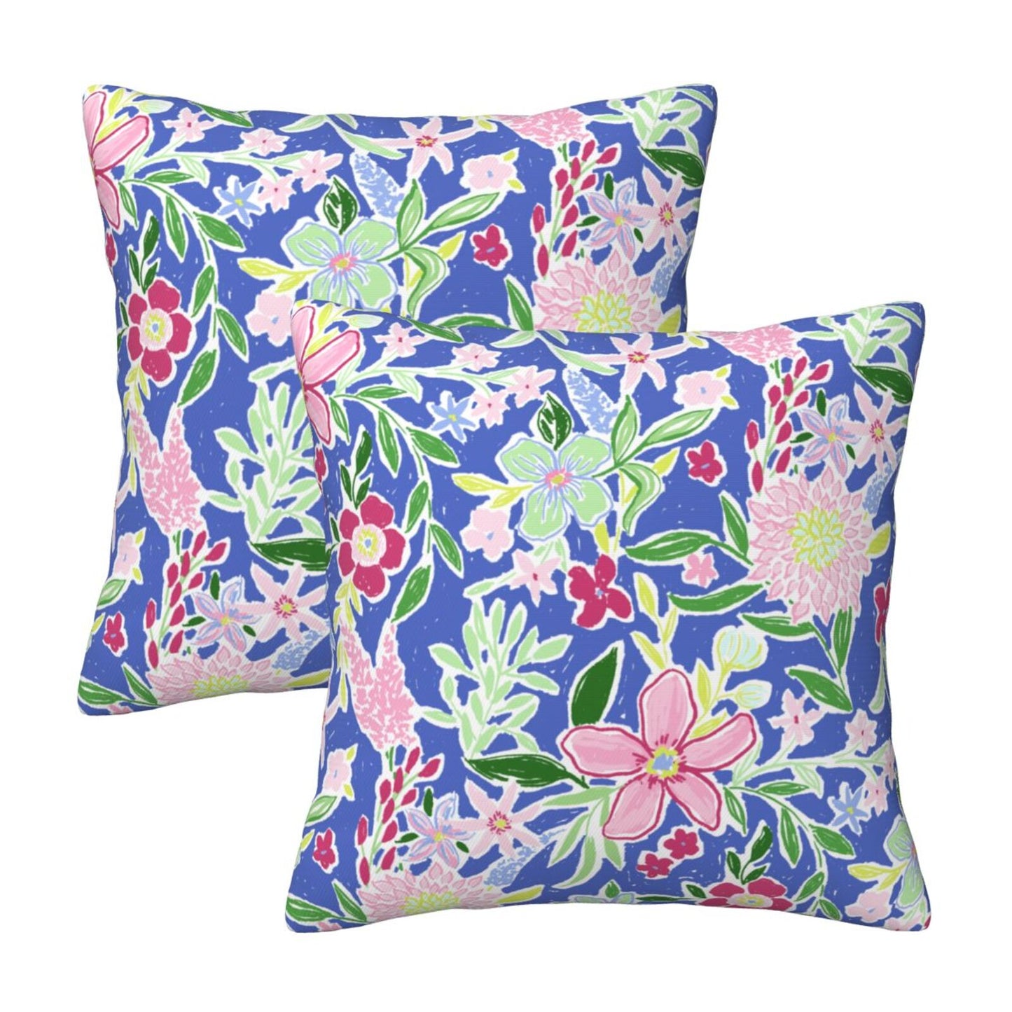 Preppy Floral Throw Pillow Covers 18x18 inch Set of 2 Back to School Decorative Cushion Covers for Students Girls