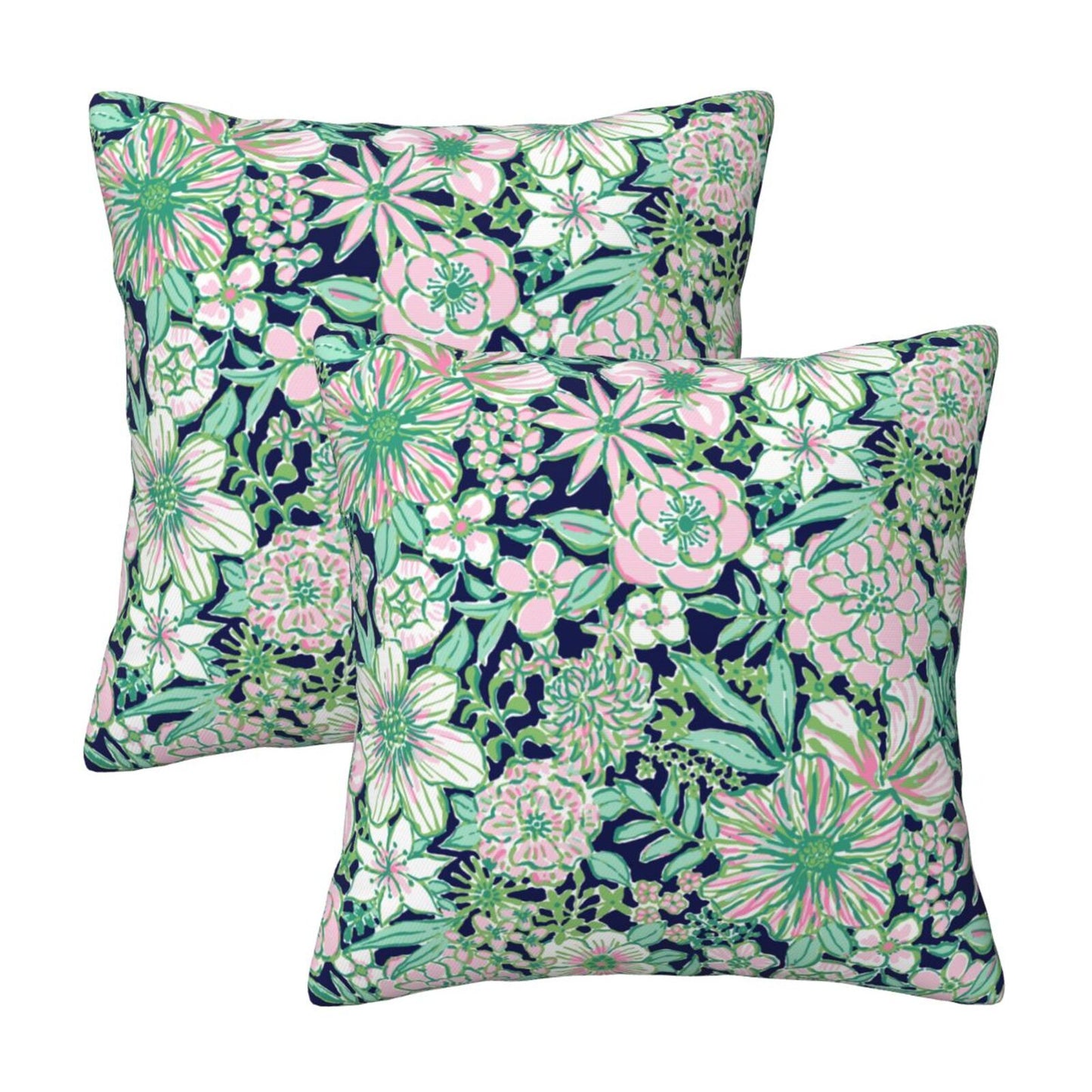 Preppy Floral Throw Pillow Covers 18x18 inch Set of 2 Back to School Decorative Cushion Covers for Students Girls