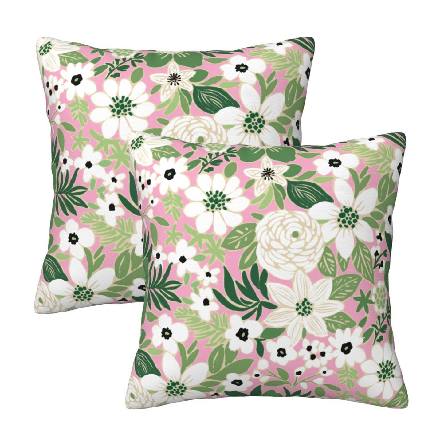 Preppy Floral Throw Pillow Covers 18x18 inch Set of 2 Back to School Decorative Cushion Covers for Students Girls