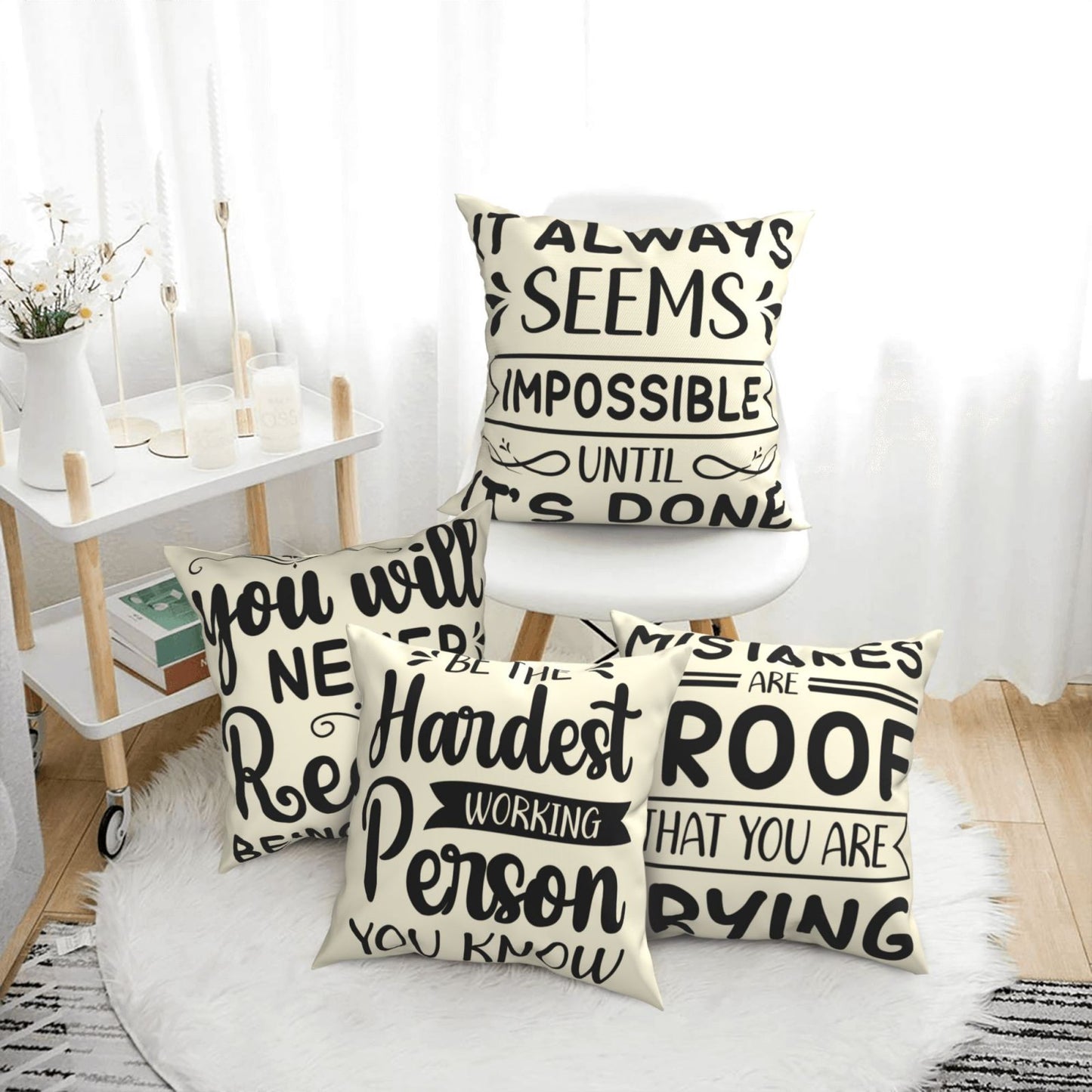 Motivational Throw Pillow Covers 18x18 inch Set of 4 Colorful Inspirational Phrase Pillow Cases Academic College Decorative Cushion Covers for Library