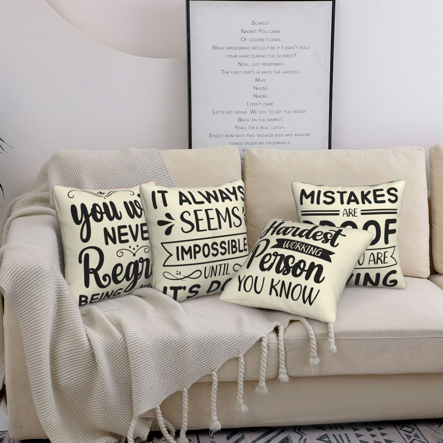 Motivational Throw Pillow Covers 18x18 inch Set of 4 Colorful Inspirational Phrase Pillow Cases Academic College Decorative Cushion Covers for Library
