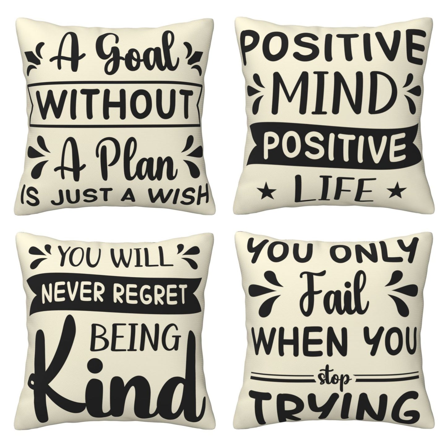 Motivational Throw Pillow Covers 18x18 inch Set of 4 Colorful Inspirational Phrase Pillow Cases Academic College Decorative Cushion Covers for Library