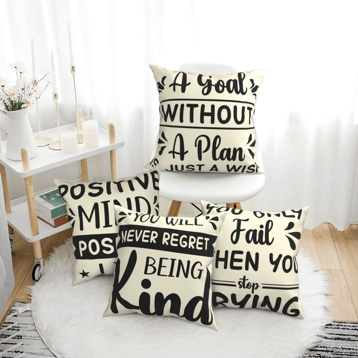 Motivational Throw Pillow Covers 18x18 inch Set of 4 Colorful Inspirational Phrase Pillow Cases Academic College Decorative Cushion Covers for Library