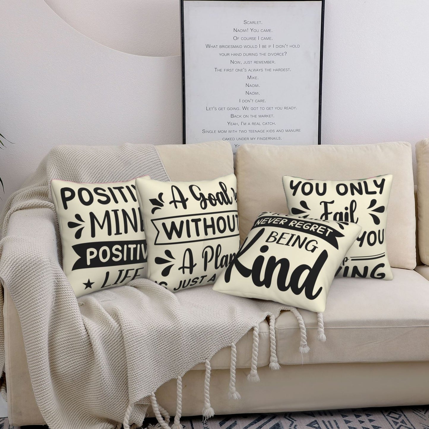 Motivational Throw Pillow Covers 18x18 inch Set of 4 Colorful Inspirational Phrase Pillow Cases Academic College Decorative Cushion Covers for Library