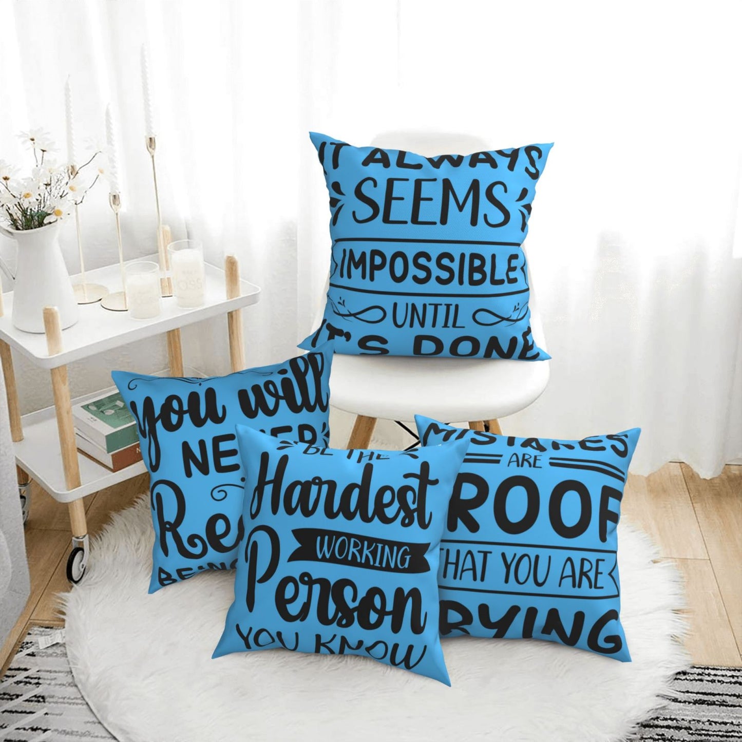 Motivational Throw Pillow Covers 18x18 inch Set of 4 Colorful Inspirational Phrase Pillow Cases Academic College Decorative Cushion Covers for Library