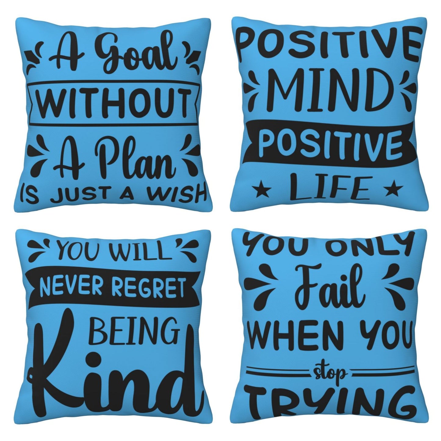 Motivational Throw Pillow Covers 18x18 inch Set of 4 Colorful Inspirational Phrase Pillow Cases Academic College Decorative Cushion Covers for Library