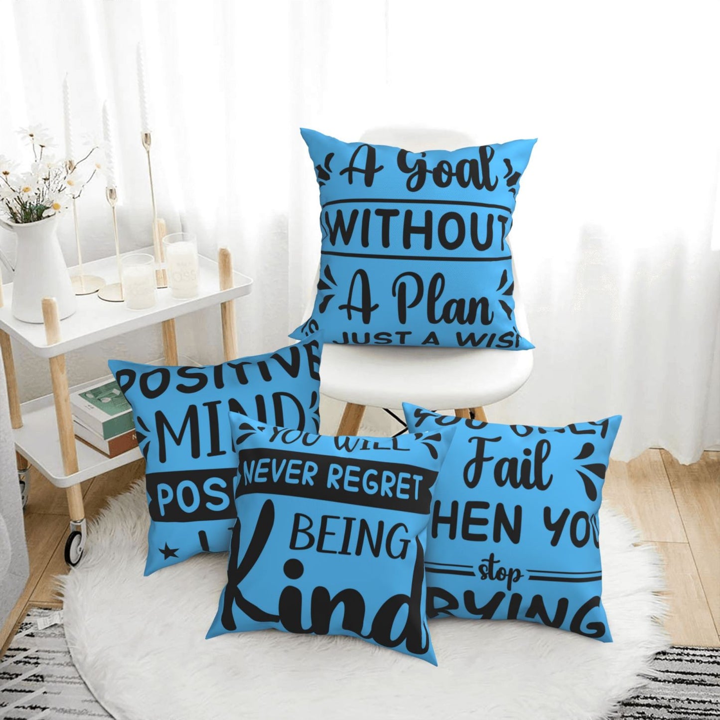 Motivational Throw Pillow Covers 18x18 inch Set of 4 Colorful Inspirational Phrase Pillow Cases Academic College Decorative Cushion Covers for Library