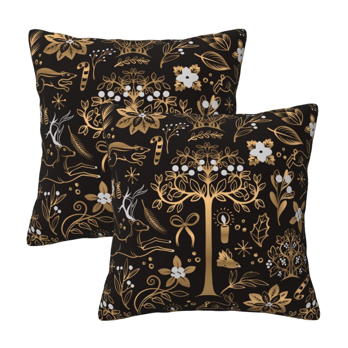 Floral Throw Pillow Covers 18x18 inch Set of 2 Chinoiserie Velvet Pillow Cases Peonies and Wild Flowers Decorative Cushion Covers
