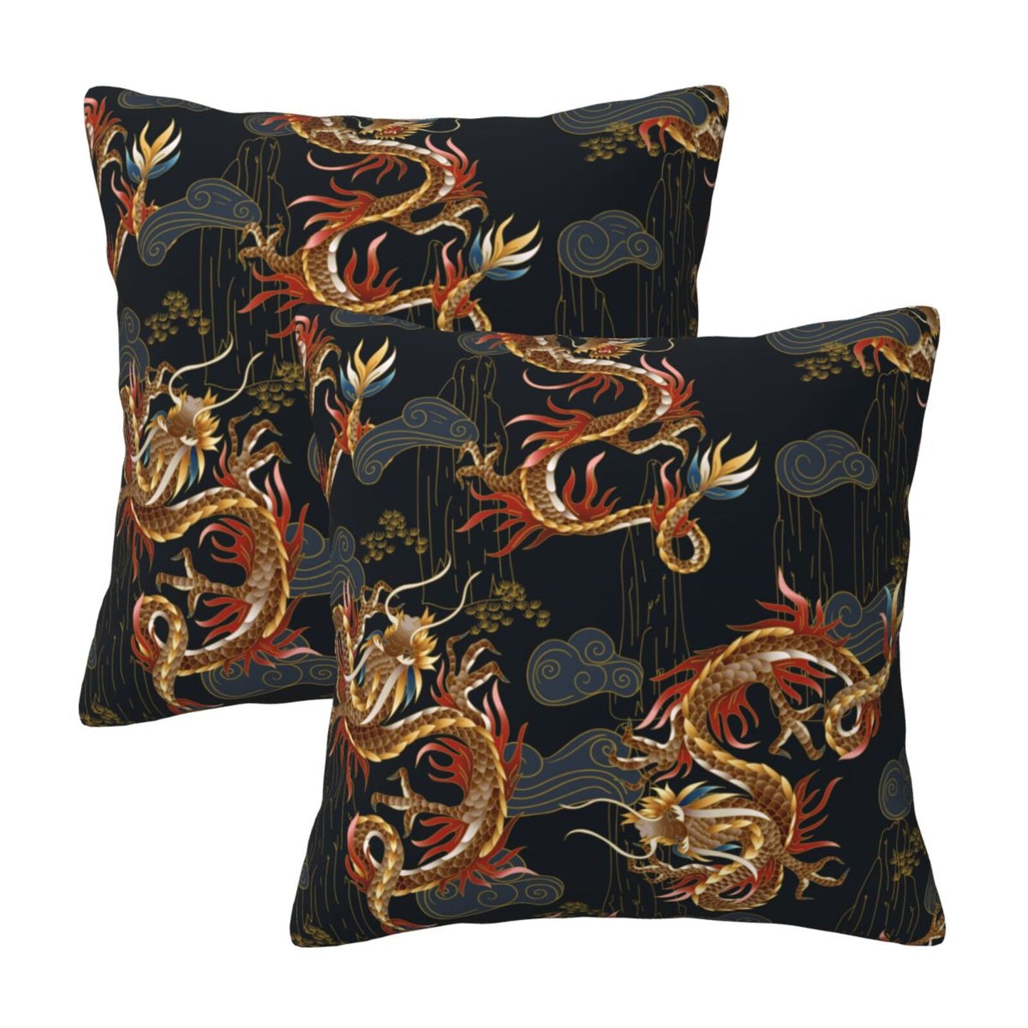 Floral Throw Pillow Covers 18x18 inch Set of 2 Chinoiserie Velvet Pillow Cases Peonies and Wild Flowers Decorative Cushion Covers