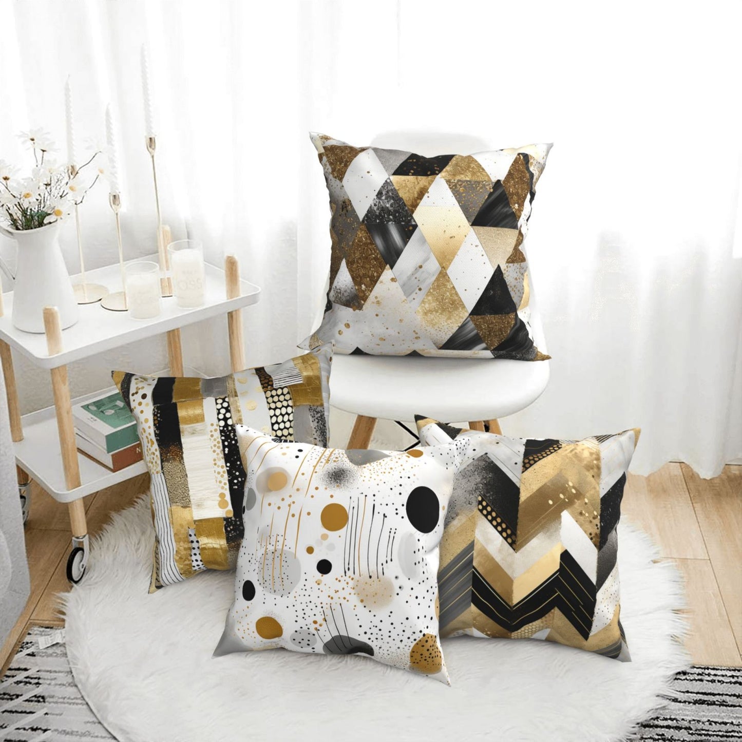 Geometric Throw Pillow Covers 18x18 inch Set of 4 Abstract Pillow Cases Watercolor Modern Decorative Cushion Covers for Sofa Couch
