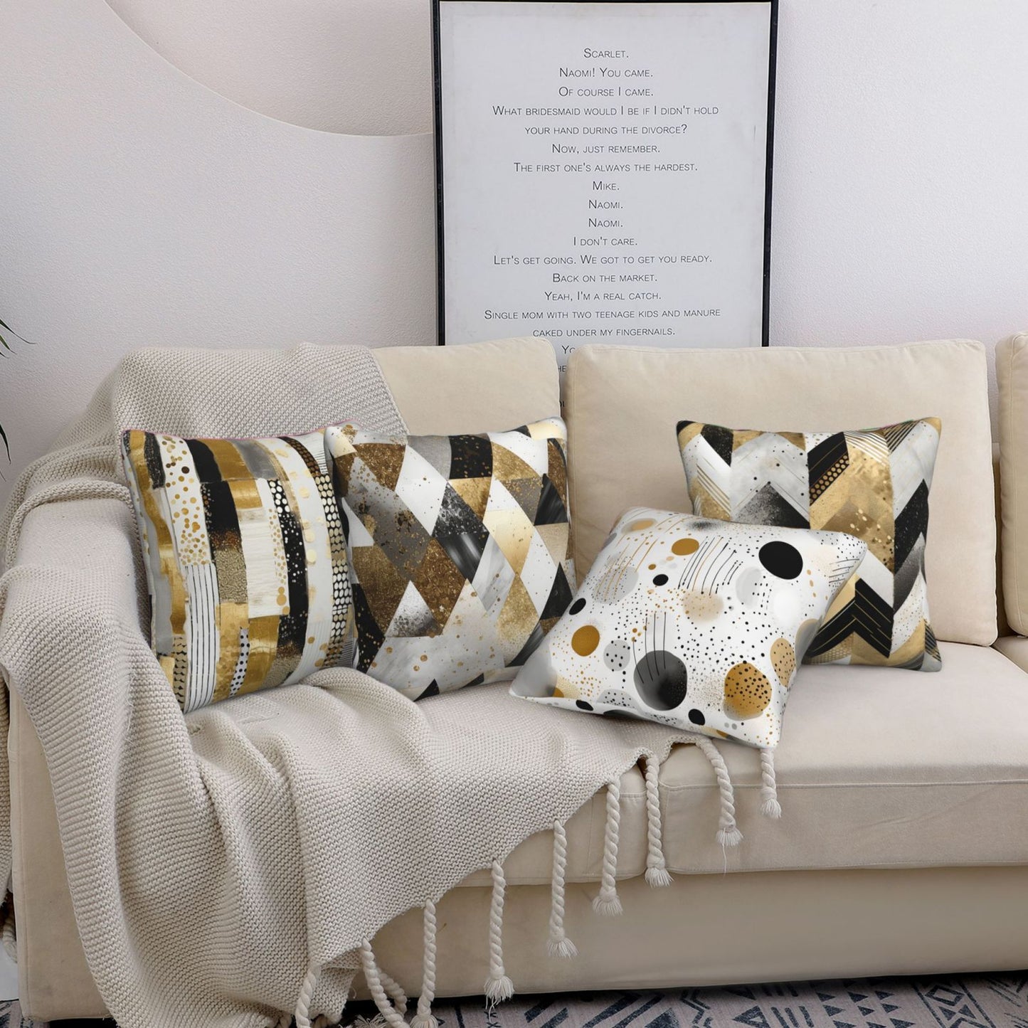 Geometric Throw Pillow Covers 18x18 inch Set of 4 Abstract Pillow Cases Watercolor Modern Decorative Cushion Covers for Sofa Couch