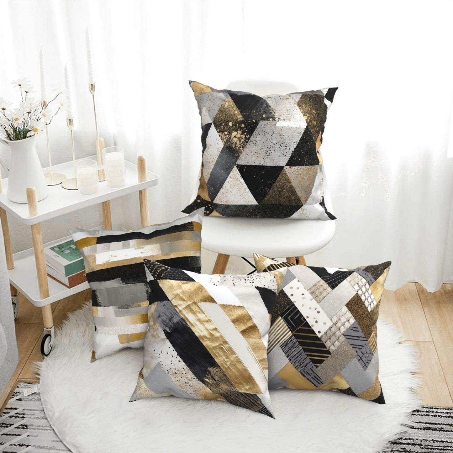 Geometric Throw Pillow Covers 18x18 inch Set of 4 Abstract Pillow Cases Watercolor Modern Decorative Cushion Covers for Sofa Couch