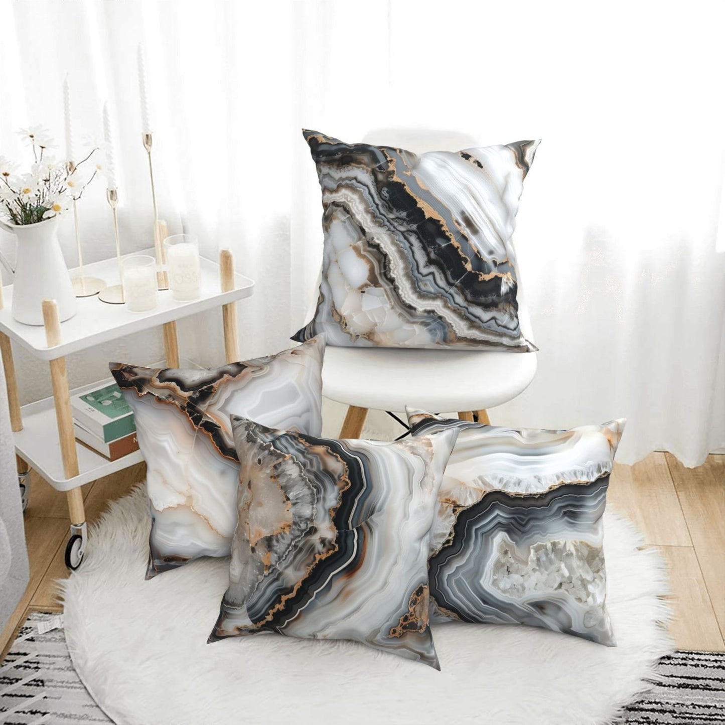 Geometric Throw Pillow Covers 18x18 inch Set of 4 Abstract Pillow Cases Watercolor Modern Decorative Cushion Covers for Sofa Couch