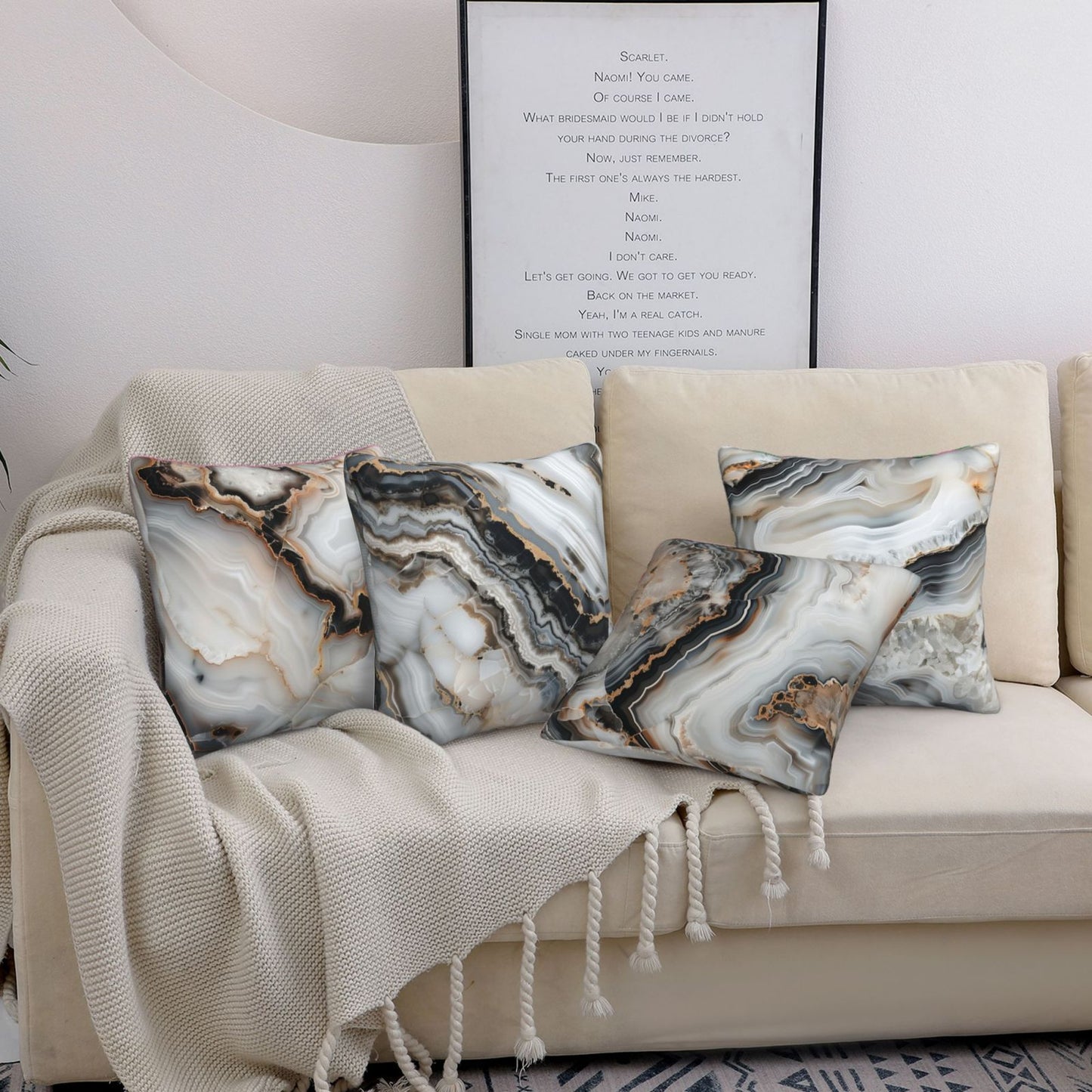 Geometric Throw Pillow Covers 18x18 inch Set of 4 Abstract Pillow Cases Watercolor Modern Decorative Cushion Covers for Sofa Couch