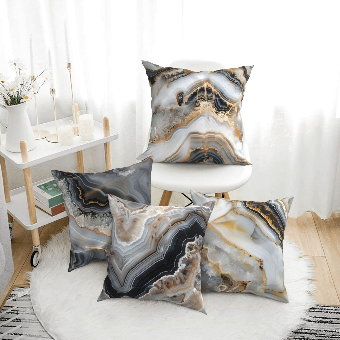 Geometric Throw Pillow Covers 18x18 inch Set of 4 Abstract Pillow Cases Watercolor Modern Decorative Cushion Covers for Sofa Couch