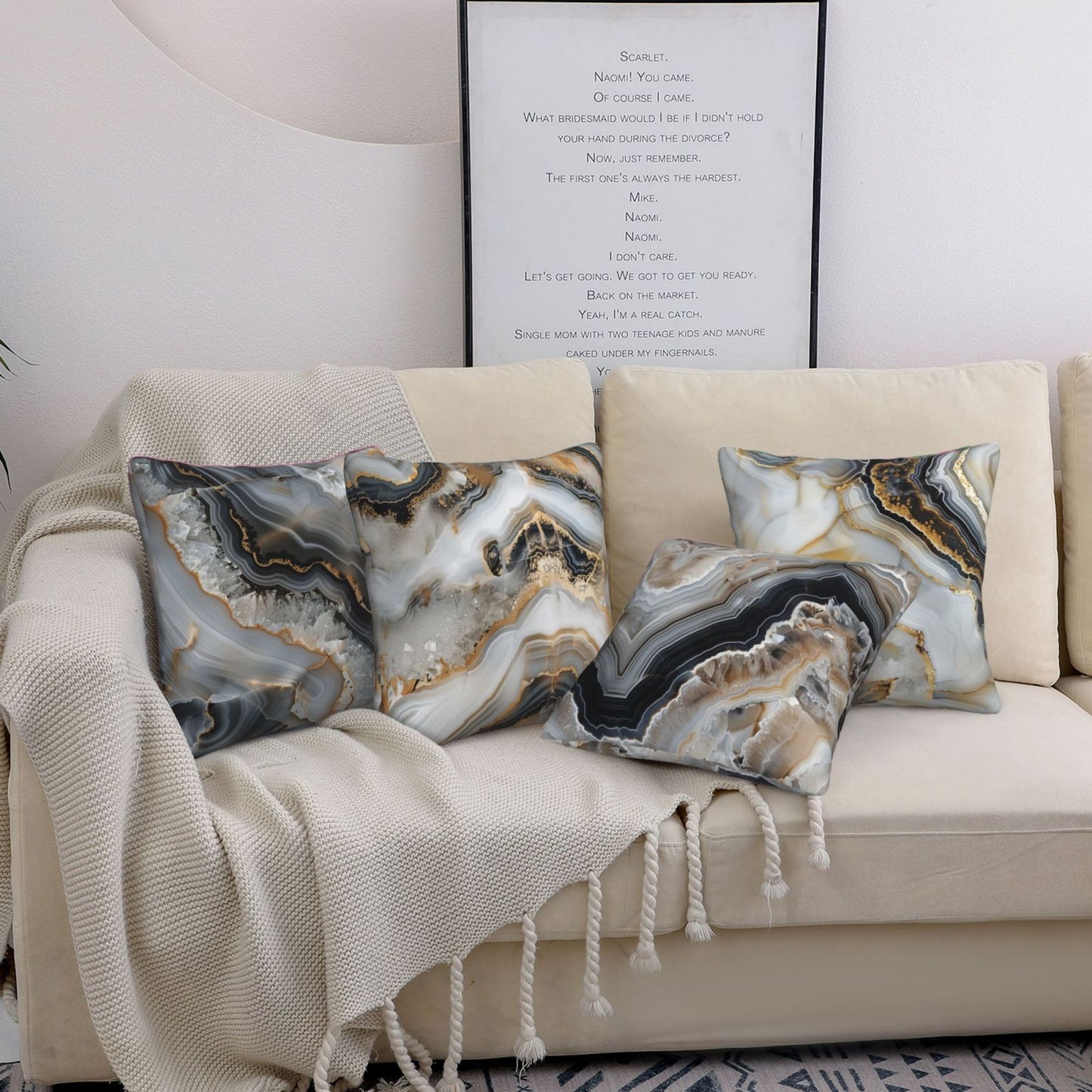 Geometric Throw Pillow Covers 18x18 inch Set of 4 Abstract Pillow Cases Watercolor Modern Decorative Cushion Covers for Sofa Couch
