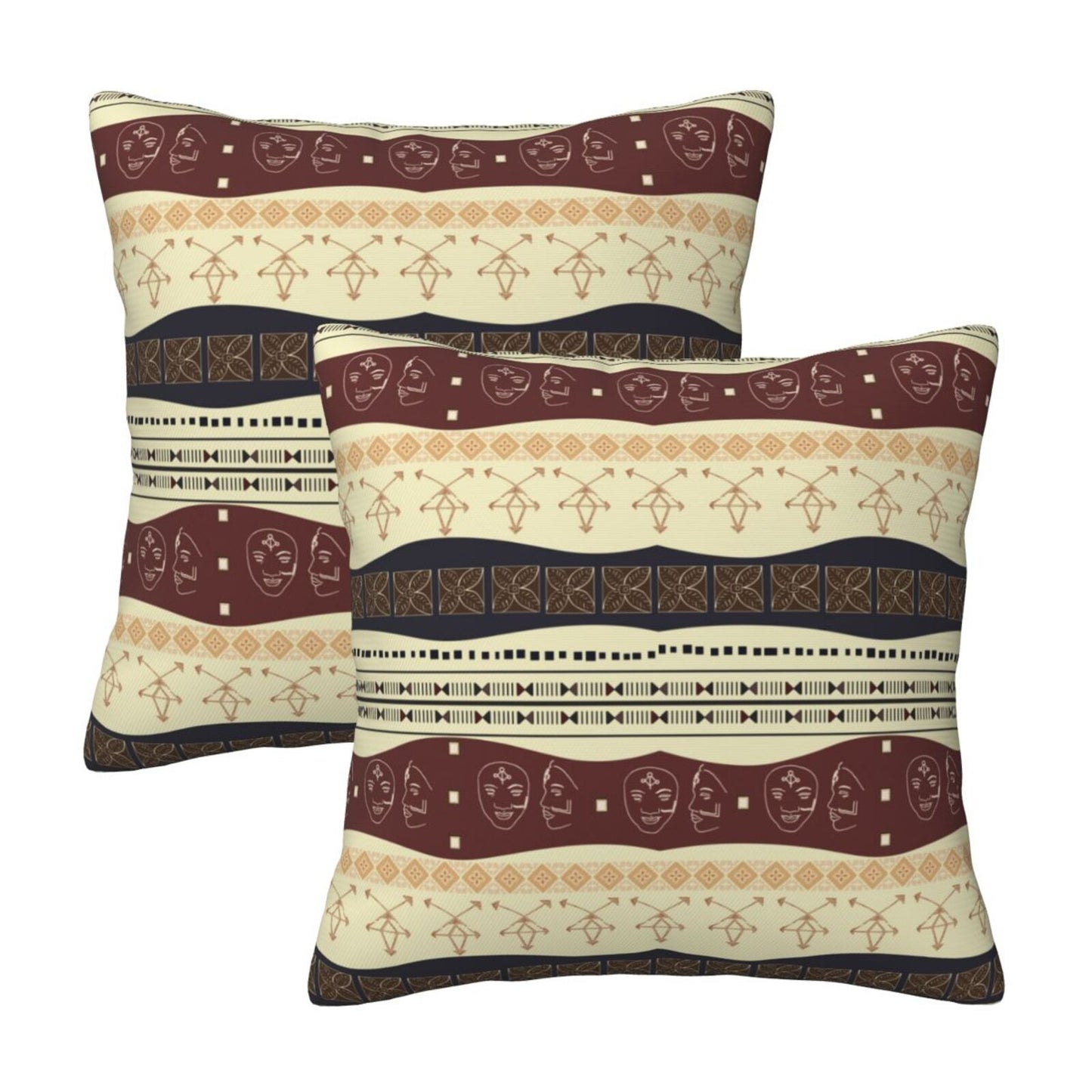 African Bohemian Throw Pillow Covers 18x18 inch Set of 2 Ethnic Pillow Cases Geometric Decorative Cushion Covers