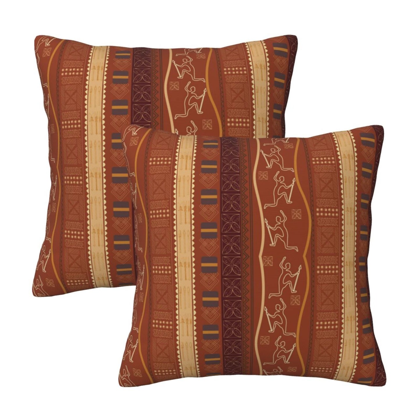 African Bohemian Throw Pillow Covers 18x18 inch Set of 2 Ethnic Pillow Cases Geometric Decorative Cushion Covers