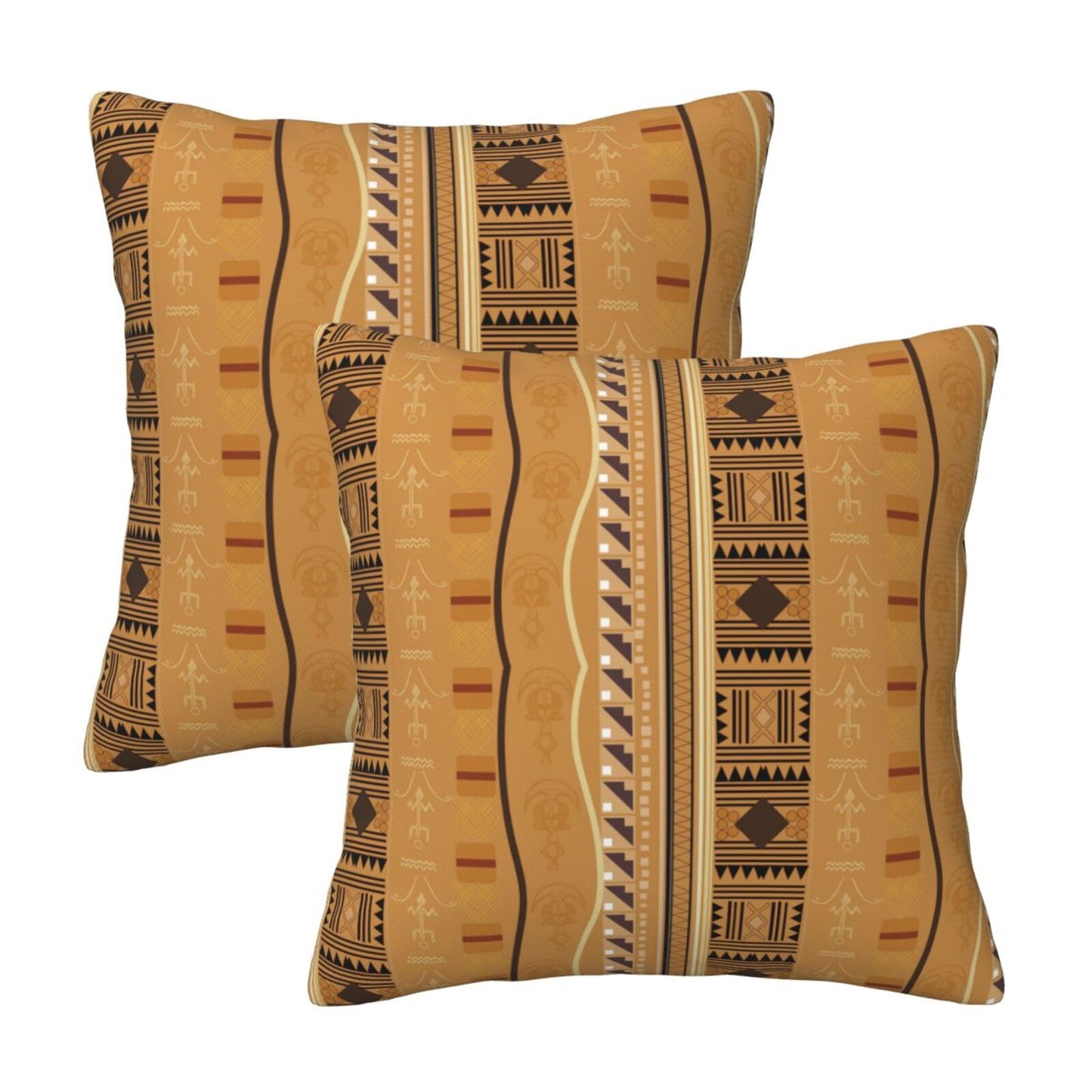 African Bohemian Throw Pillow Covers 18x18 inch Set of 2 Ethnic Pillow Cases Geometric Decorative Cushion Covers