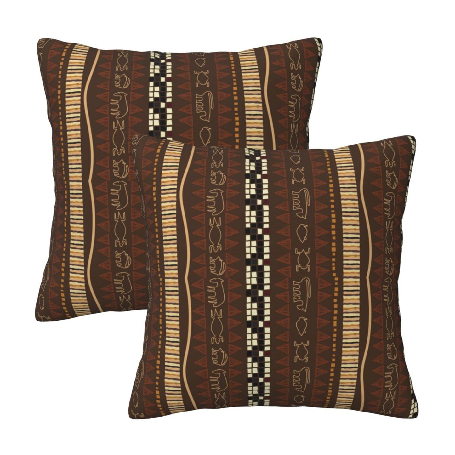 African Bohemian Throw Pillow Covers 18x18 inch Set of 2 Ethnic Pillow Cases Geometric Decorative Cushion Covers