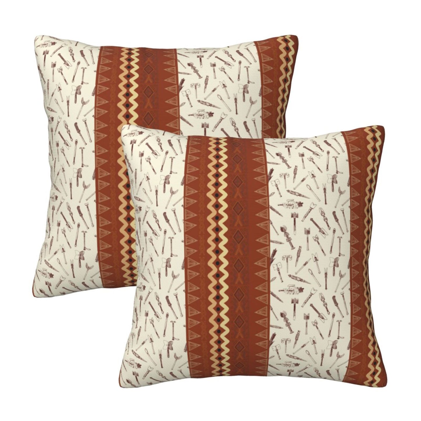 African Bohemian Throw Pillow Covers 18x18 inch Set of 2 Ethnic Pillow Cases Geometric Decorative Cushion Covers