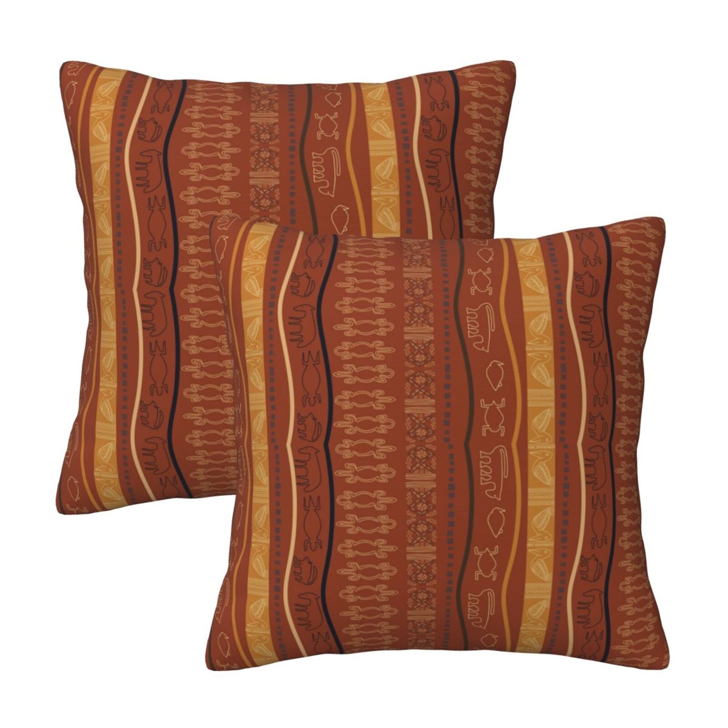 African Bohemian Throw Pillow Covers 18x18 inch Set of 2 Ethnic Pillow Cases Geometric Decorative Cushion Covers