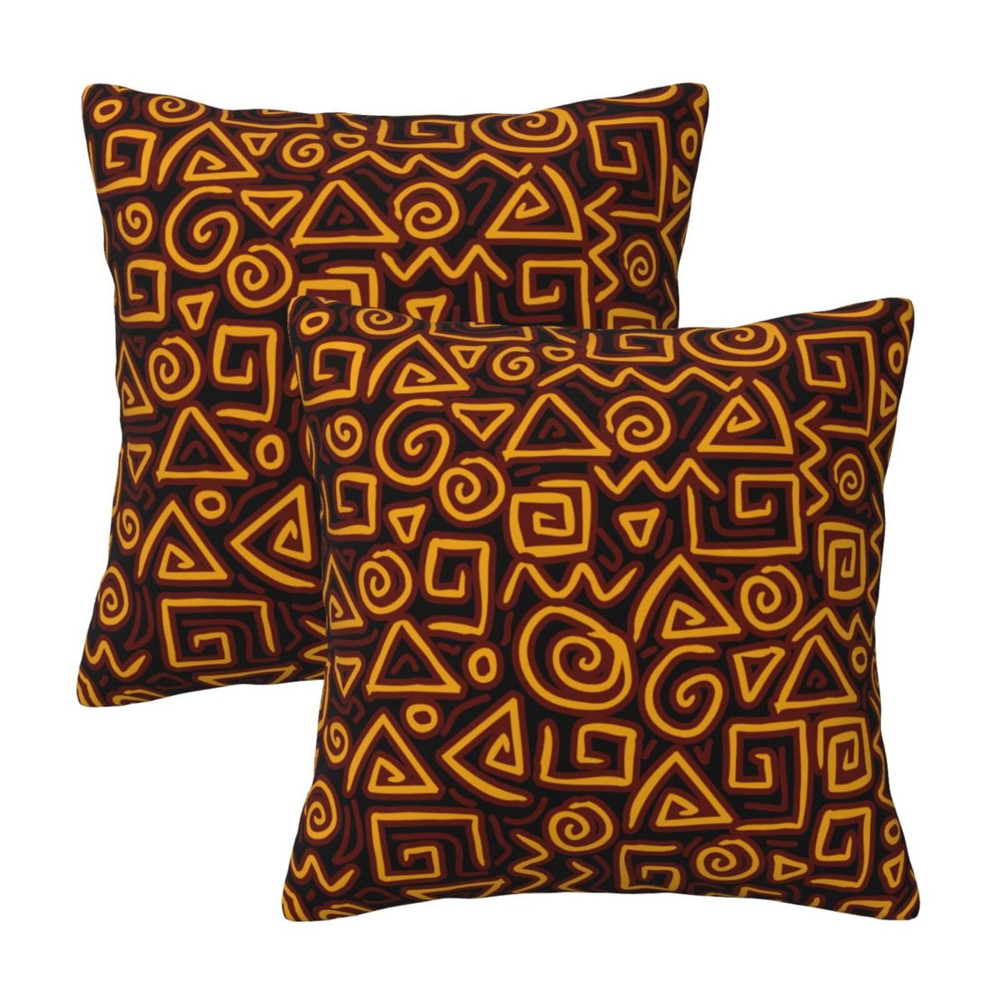 African Bohemian Throw Pillow Covers 18x18 inch Set of 2 Ethnic Pillow Cases Geometric Decorative Cushion Covers
