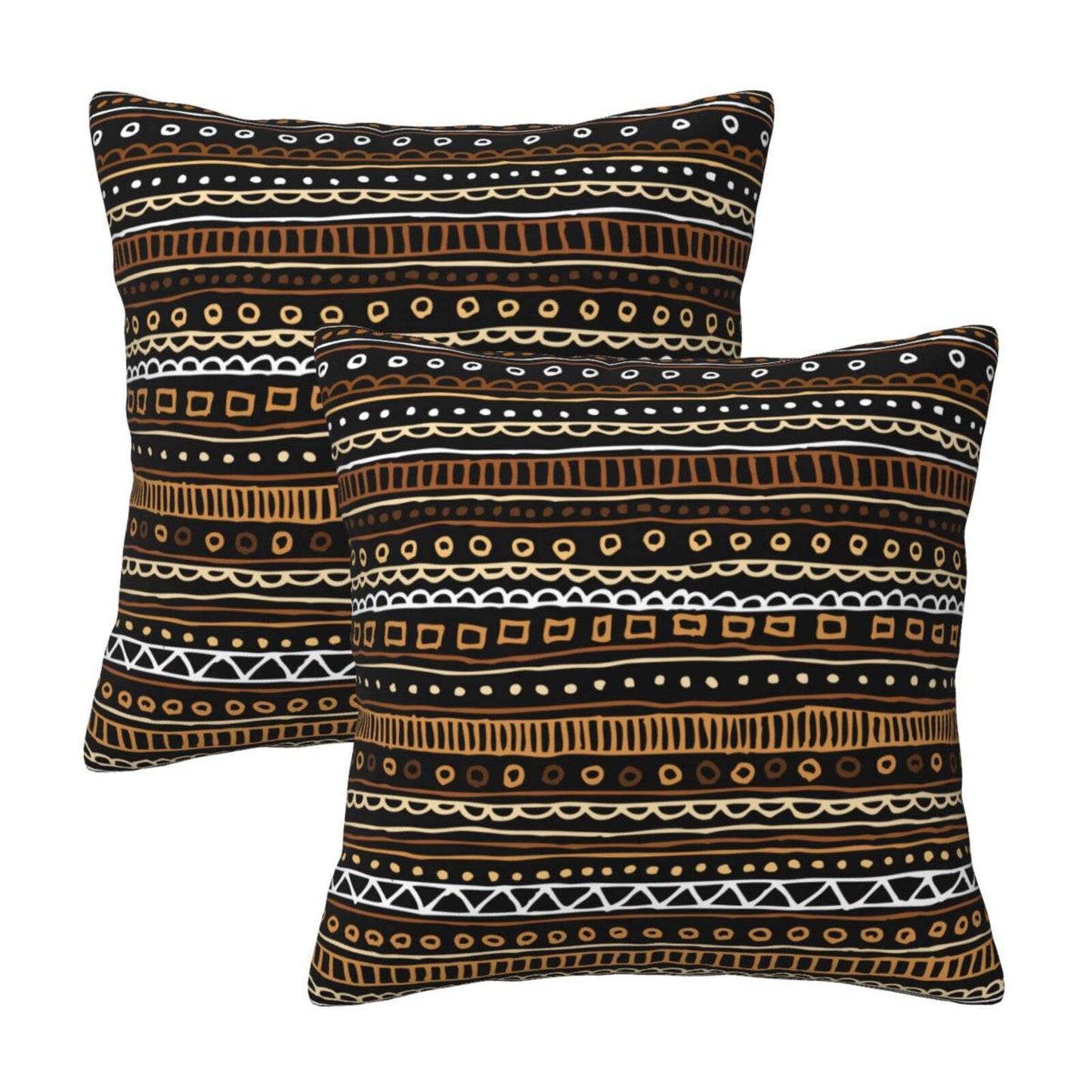 African Bohemian Throw Pillow Covers 18x18 inch Set of 2 Ethnic Pillow Cases Geometric Decorative Cushion Covers