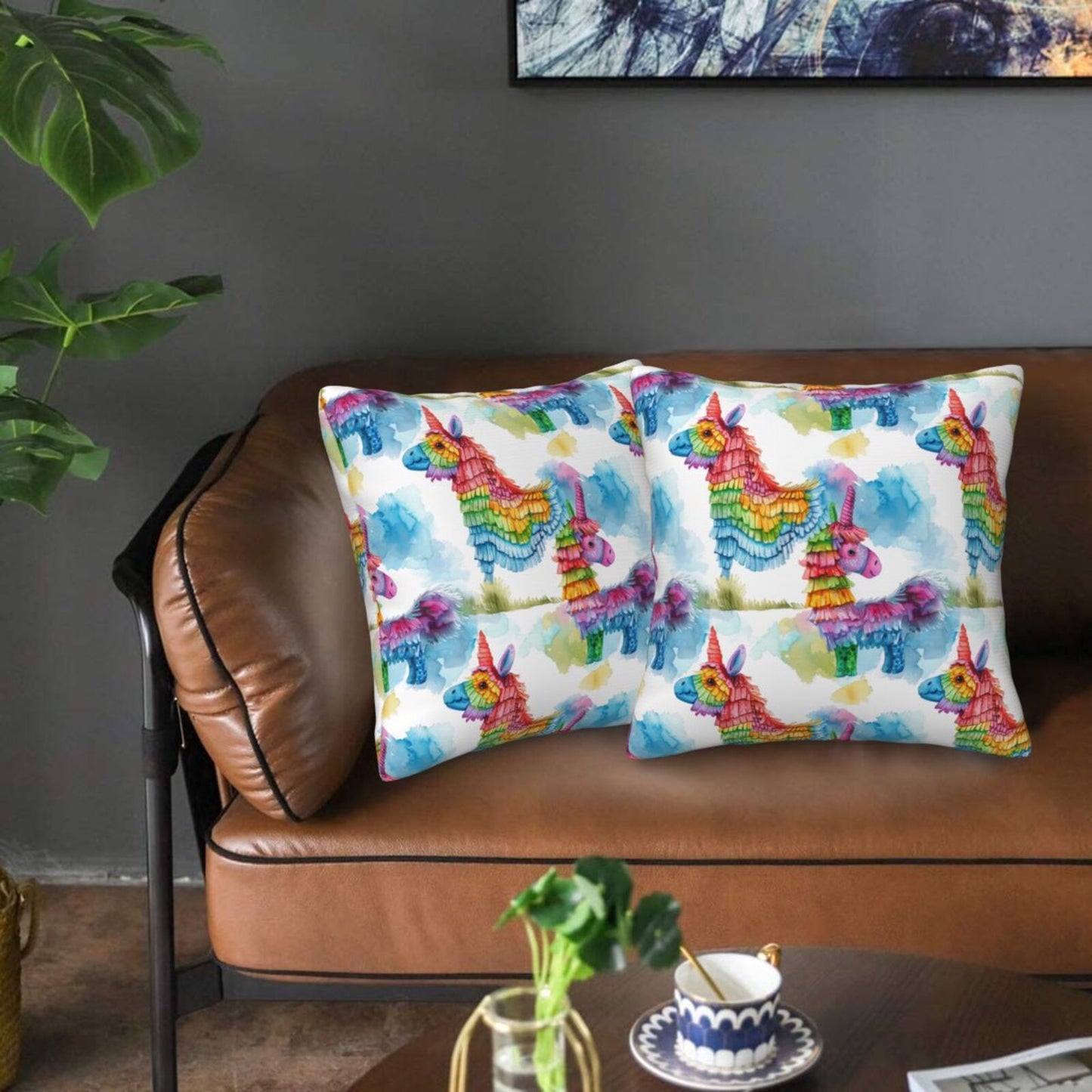 Mexican Throw Pillow Covers 18x18 inch Set of 2 Skull Flower Pillow Cases Ethnic Halloween Decorative Cushion Covers for Sofa Couch