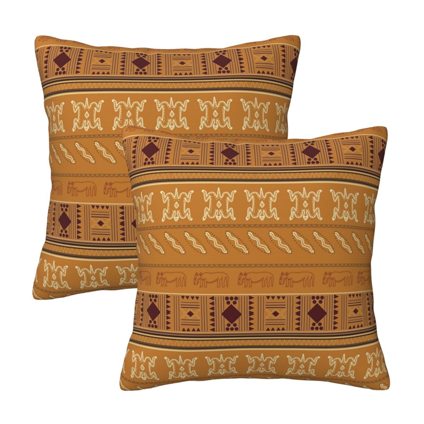 African Bohemian Throw Pillow Covers 18x18 inch Set of 2 Ethnic Pillow Cases Geometric Decorative Cushion Covers