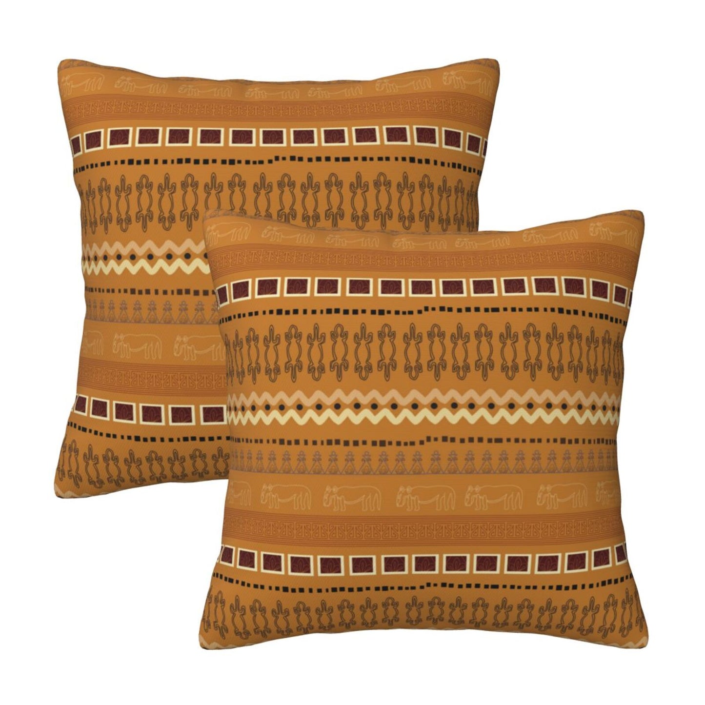 African Bohemian Throw Pillow Covers 18x18 inch Set of 2 Ethnic Pillow Cases Geometric Decorative Cushion Covers