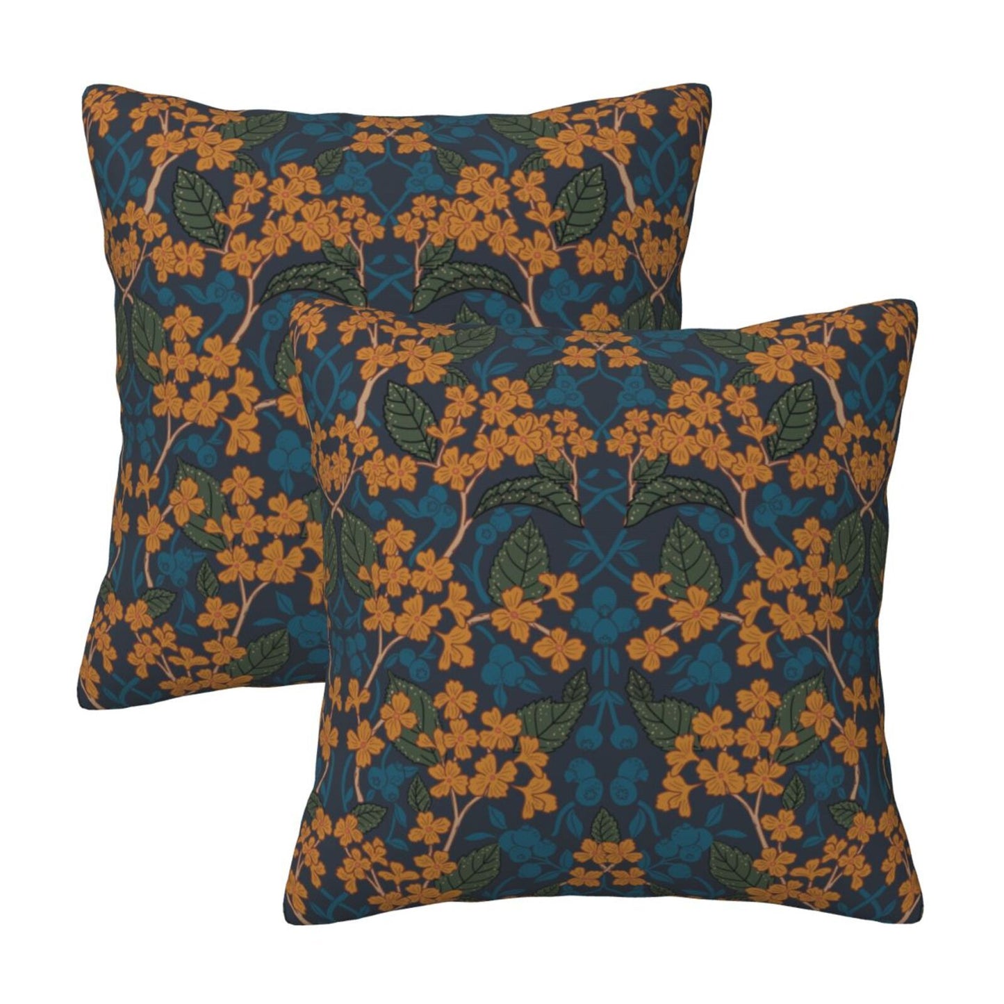 Floral Throw Pillow Covers 18x18 inch Set of 2 Vintage Flower Decorative Cushion Covers