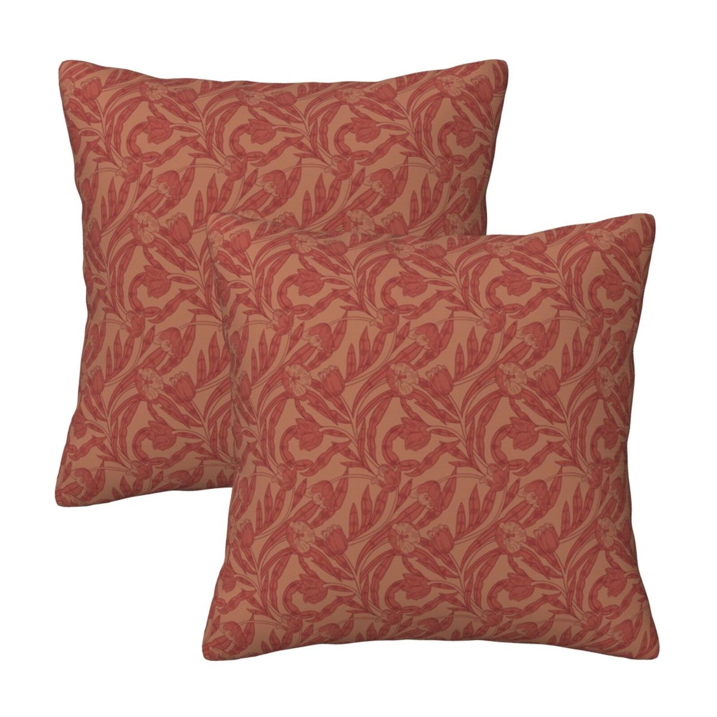 Floral Throw Pillow Covers 18x18 inch Set of 2 Vintage Flower Decorative Cushion Covers