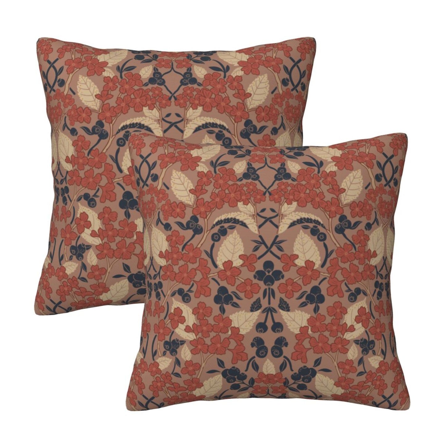 Floral Throw Pillow Covers 18x18 inch Set of 2 Vintage Flower Decorative Cushion Covers