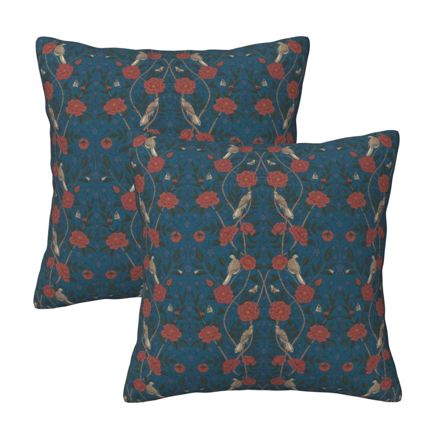 Floral Throw Pillow Covers 18x18 inch Set of 2 Vintage Flower Decorative Cushion Covers