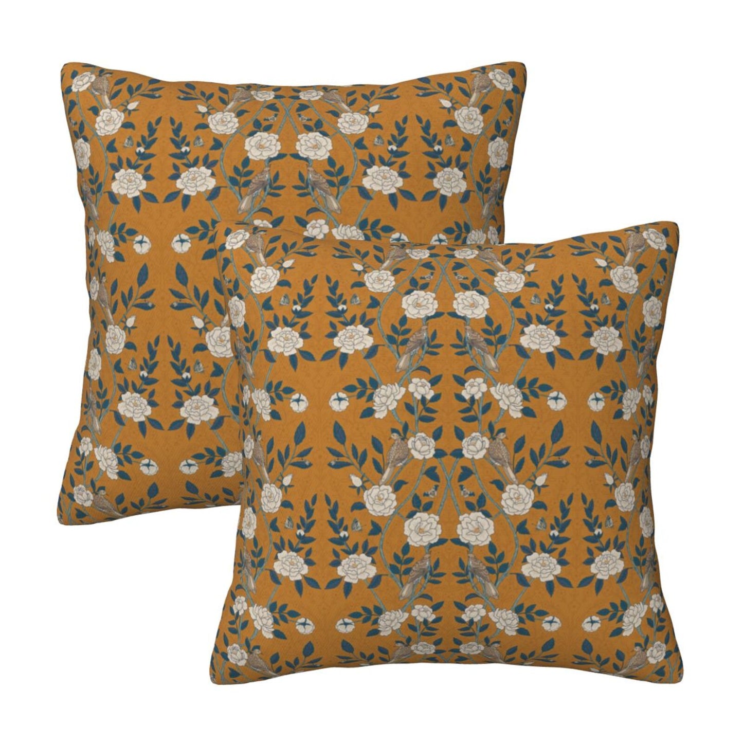 Floral Throw Pillow Covers 18x18 inch Set of 2 Vintage Flower Decorative Cushion Covers