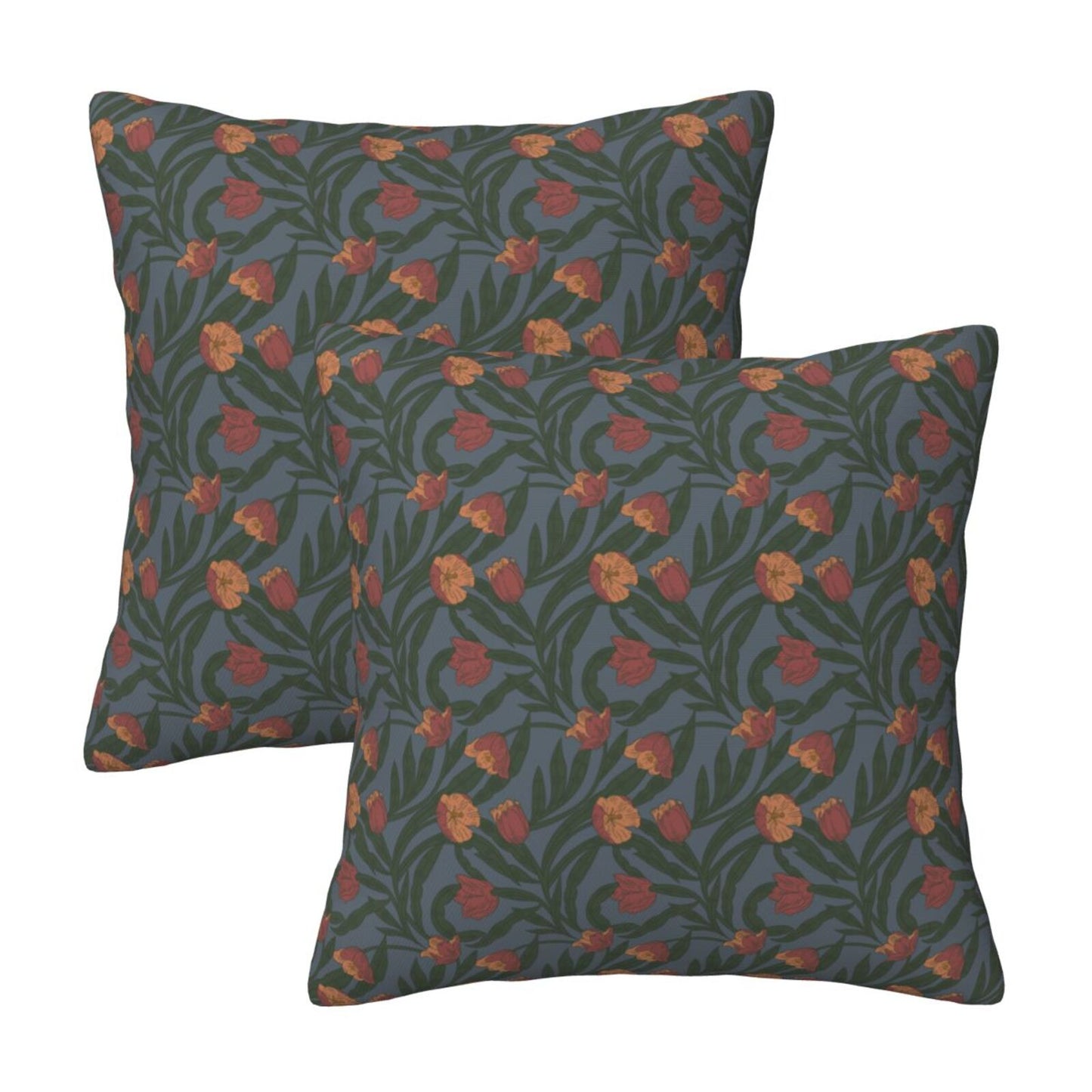Floral Throw Pillow Covers 18x18 inch Set of 2 Vintage Flower Decorative Cushion Covers