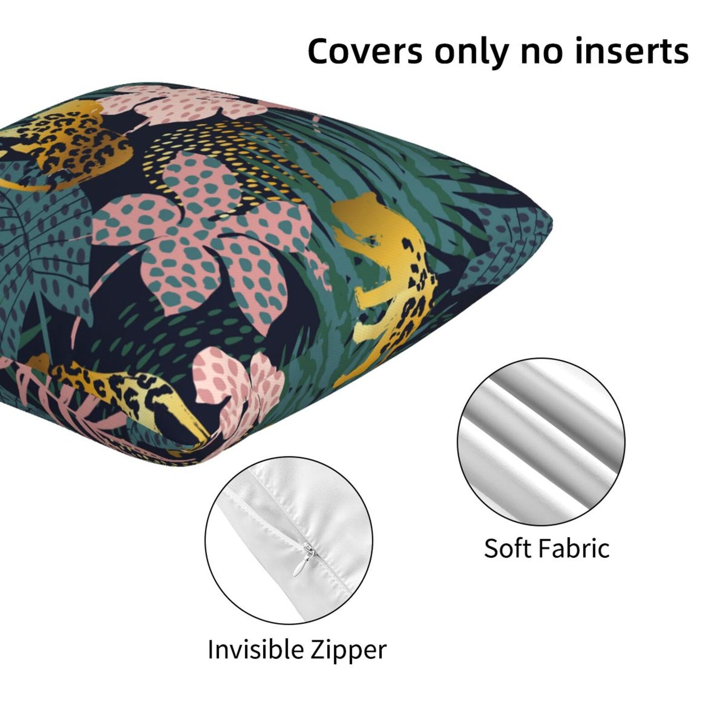 Tropical Throw Pillow Covers 18x18 inch Set of 2 Abstract Jungle Decorative Cushion Covers