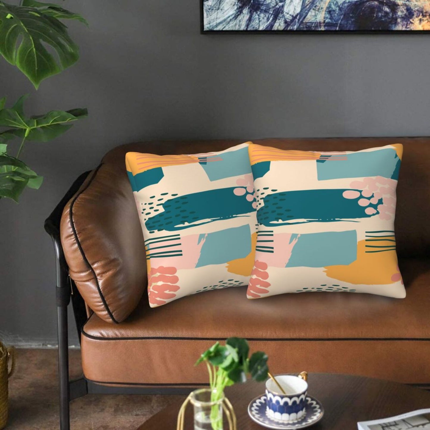 Tropical Throw Pillow Covers 18x18 inch Set of 2 Abstract Jungle Decorative Cushion Covers