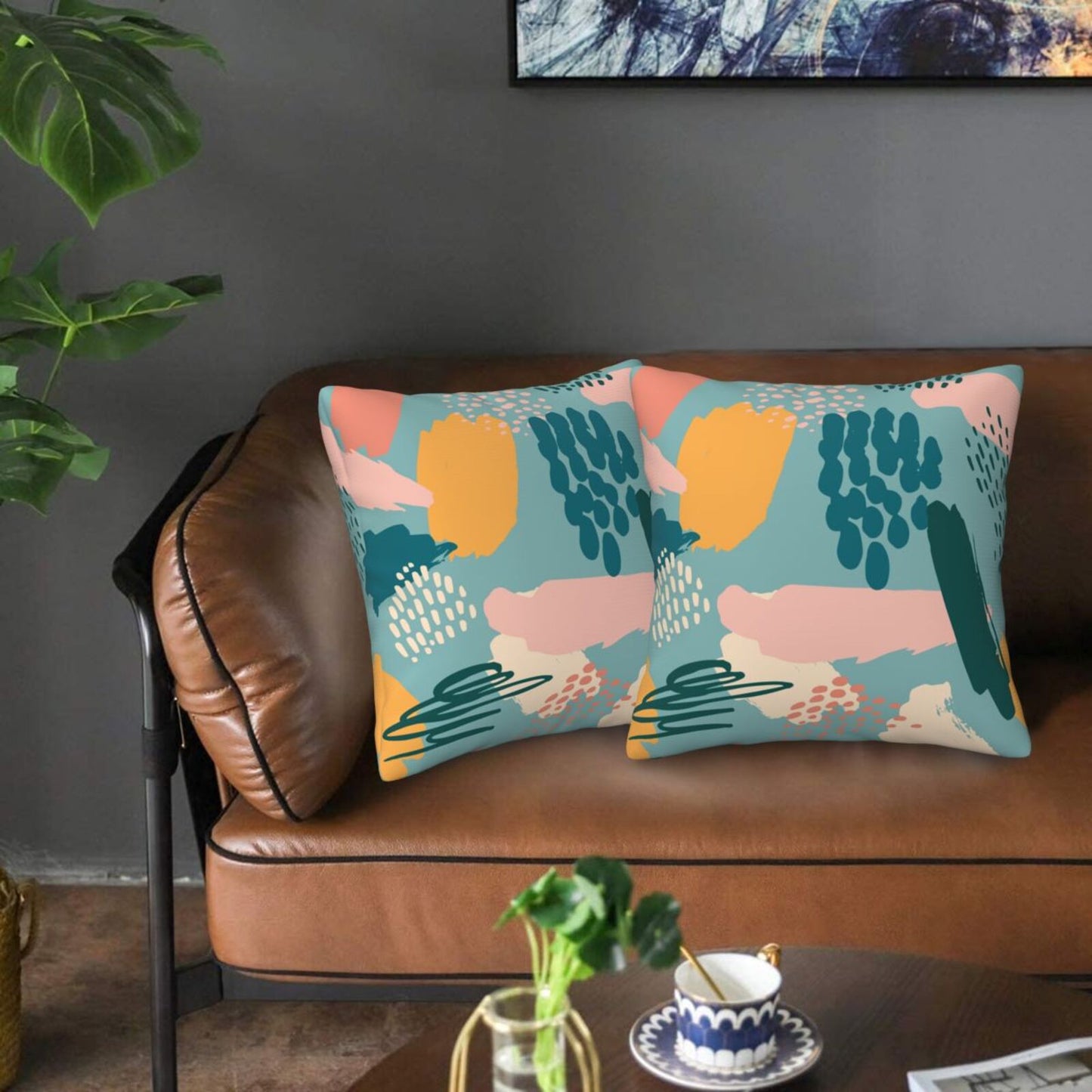 Tropical Throw Pillow Covers 18x18 inch Set of 2 Abstract Jungle Decorative Cushion Covers