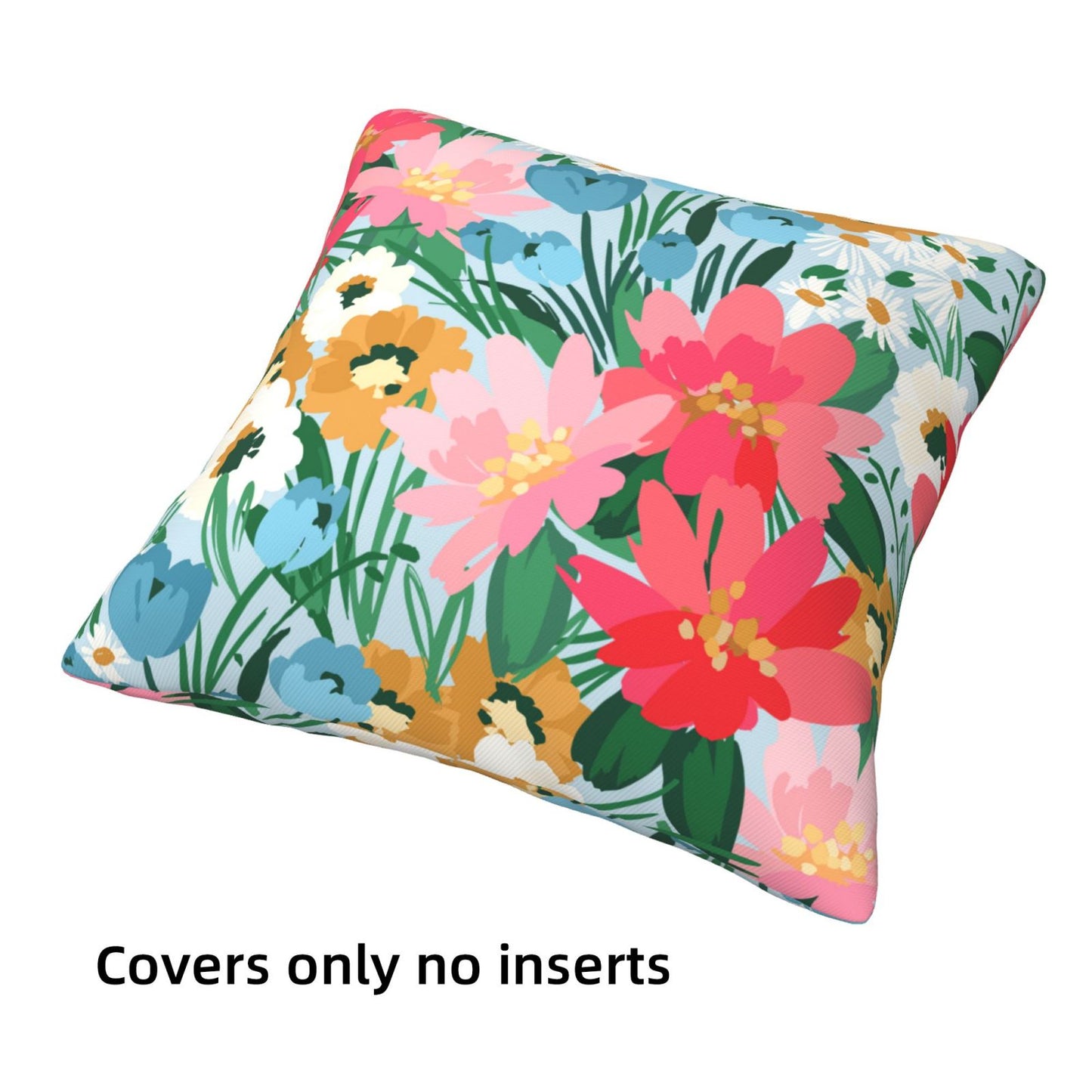 Floral Throw Pillow Covers 18x18 inch Set of 4 Meadow Botanical Decorative Cushion Covers