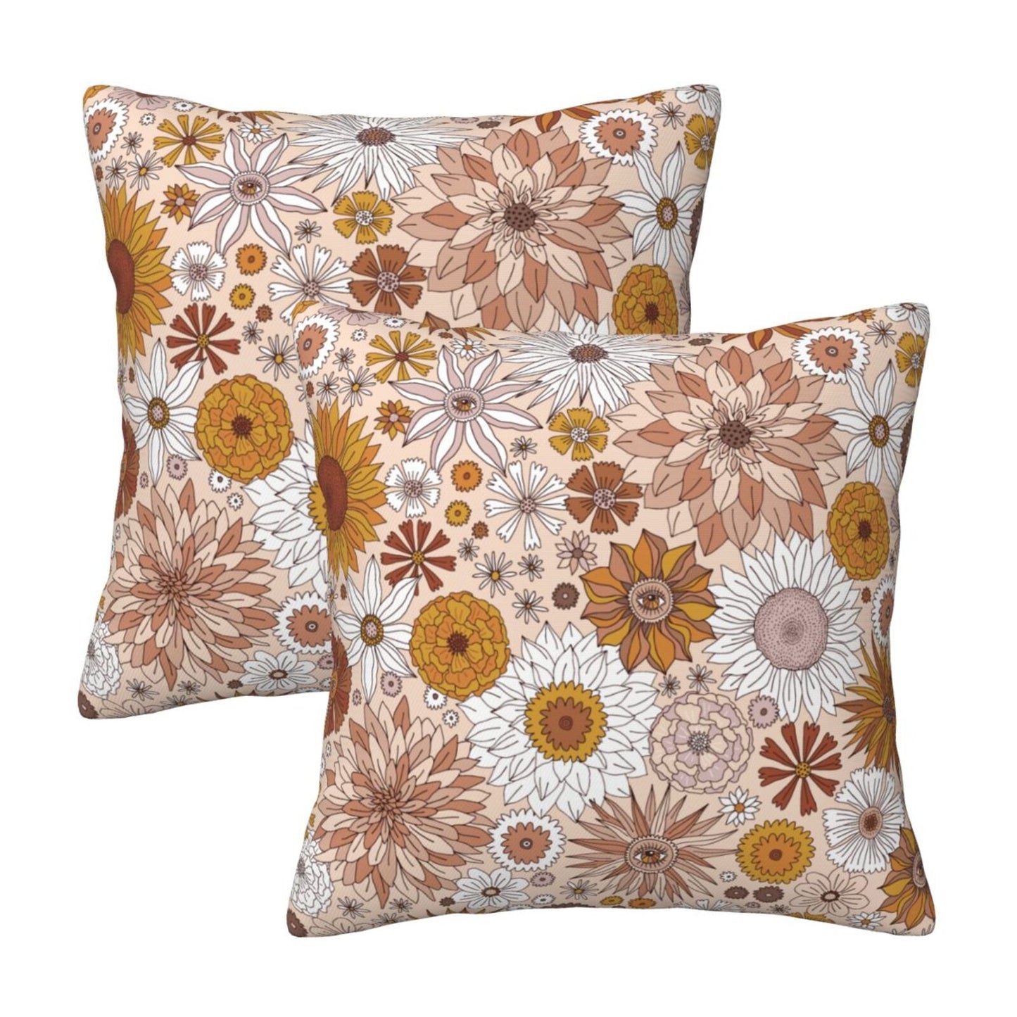 Halloween Themed Throw Pillow Covers 18x18 inch Set of 2 Spooky Skulls Velvet Cushion Covers for Sofa Couch
