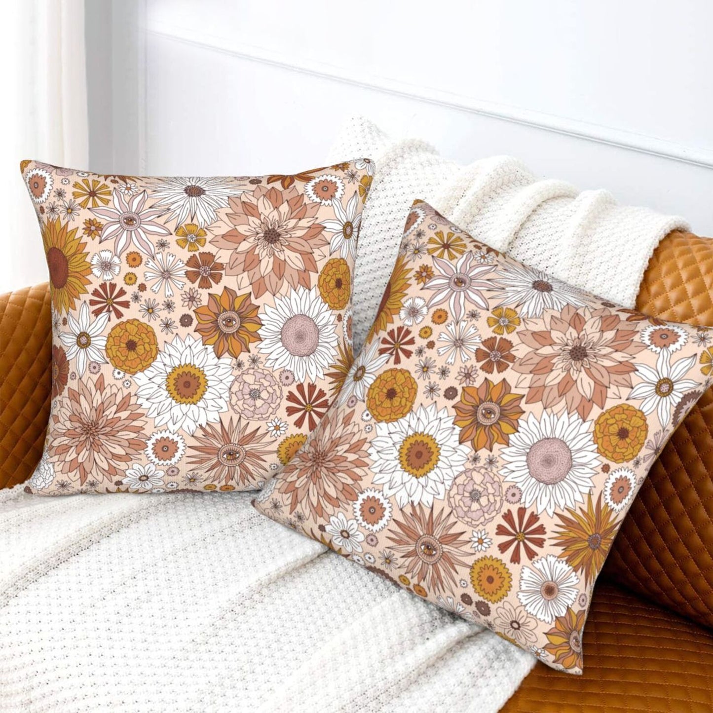 Halloween Themed Throw Pillow Covers 18x18 inch Set of 2 Spooky Skulls Velvet Cushion Covers for Sofa Couch
