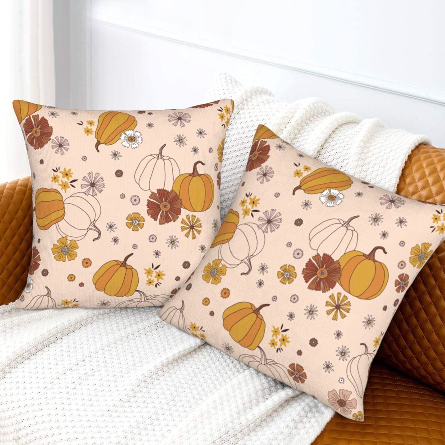 Halloween Themed Throw Pillow Covers 18x18 inch Set of 2 Spooky Skulls Velvet Cushion Covers for Sofa Couch