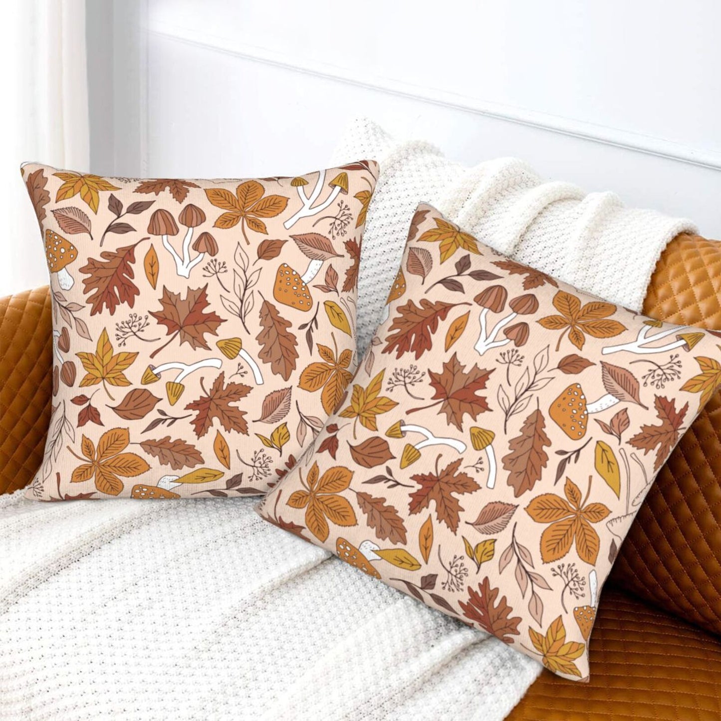 Halloween Themed Throw Pillow Covers 18x18 inch Set of 2 Spooky Skulls Velvet Cushion Covers for Sofa Couch