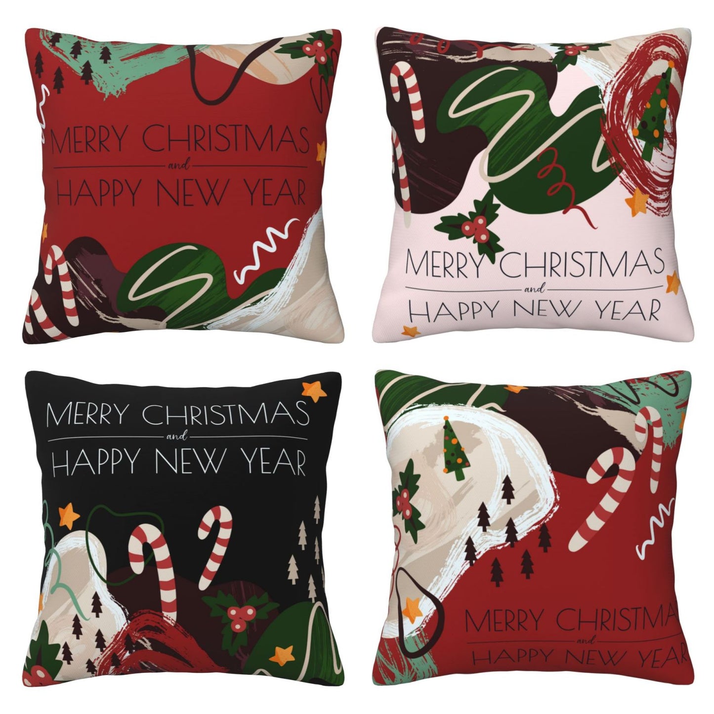 Christmas Throw Pillow Covers 18x18 inch Set of 4 Xmas Tree Decorative Cushion Covers