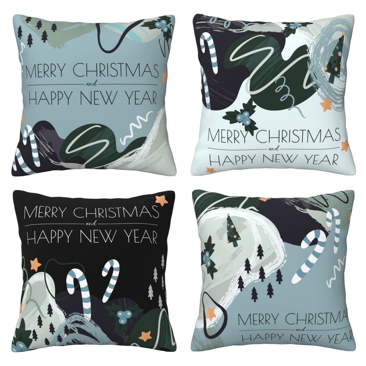 Christmas Throw Pillow Covers 18x18 inch Set of 4 Xmas Tree Decorative Cushion Covers